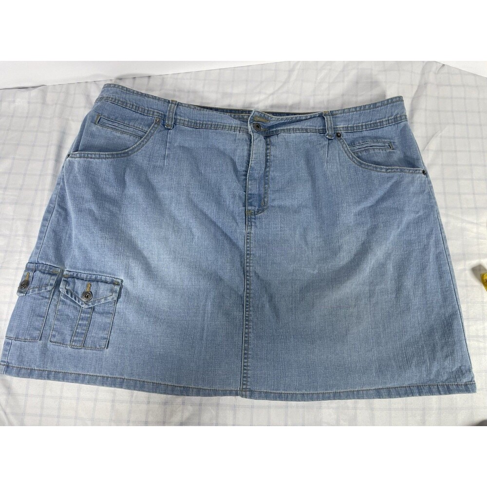 Gloria Vanderbilt Women's Plus Athletic Blue Denim Skort 22W Short Pockets